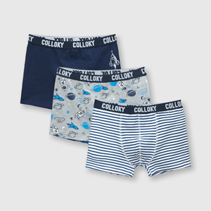 Boxer de niño de algodón elsaticado 3 pack azul / blue (2 a 12 años)