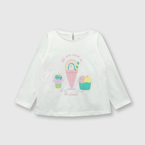 Polera de bebé niña helado off white (3 a 36 meses)