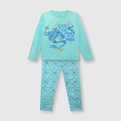 Pijama de niña princess de algodón aqua (2 a 12 años)
