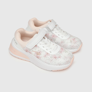 Zapatilla de niña deportiva estampada flores blanco / white (28 a 38)