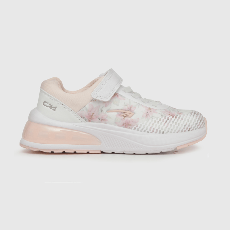 Zapatilla de niña deportiva estampada flores blanco / white (28 a 38)