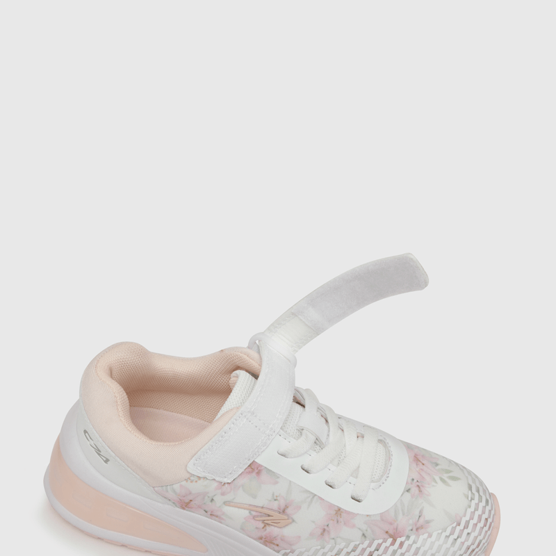 Zapatilla de niña deportiva estampada flores blanco / white (28 a 38)