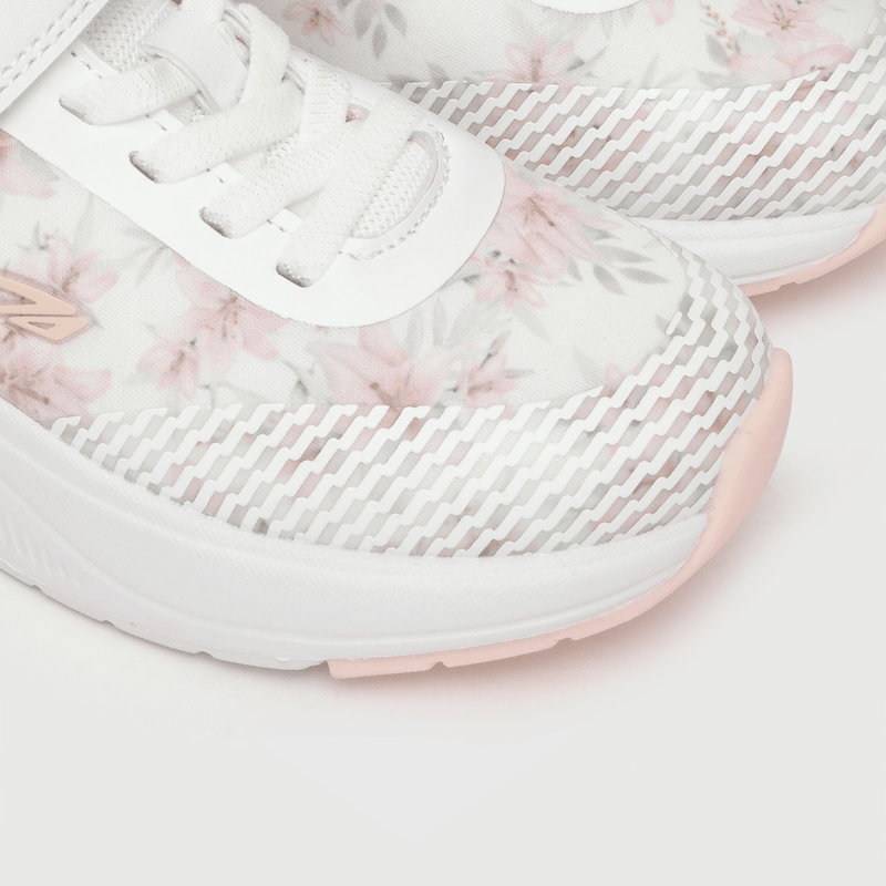 Zapatilla de niña deportiva estampada flores blanco / white (28 a 38)