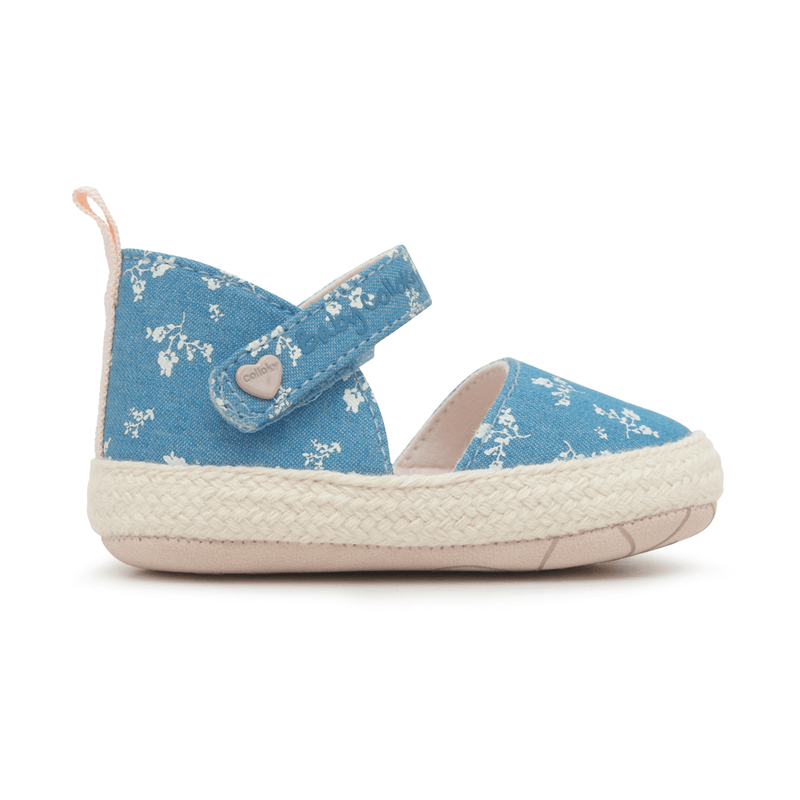 Alpargata de bebé niña estampada flores denim (14 a 18)