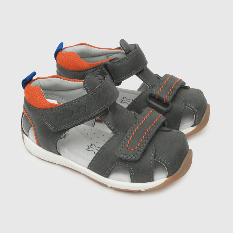 Sandalia de bebé niño doble ajuste gray / gris (18 a 21)