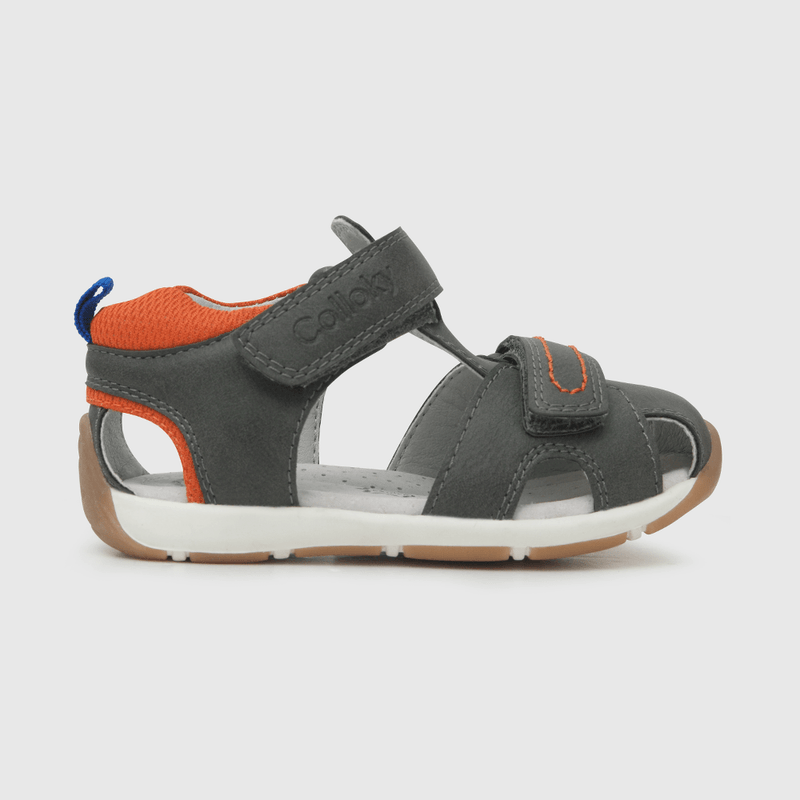 Sandalia de bebé niño doble ajuste gray / gris (18 a 21)