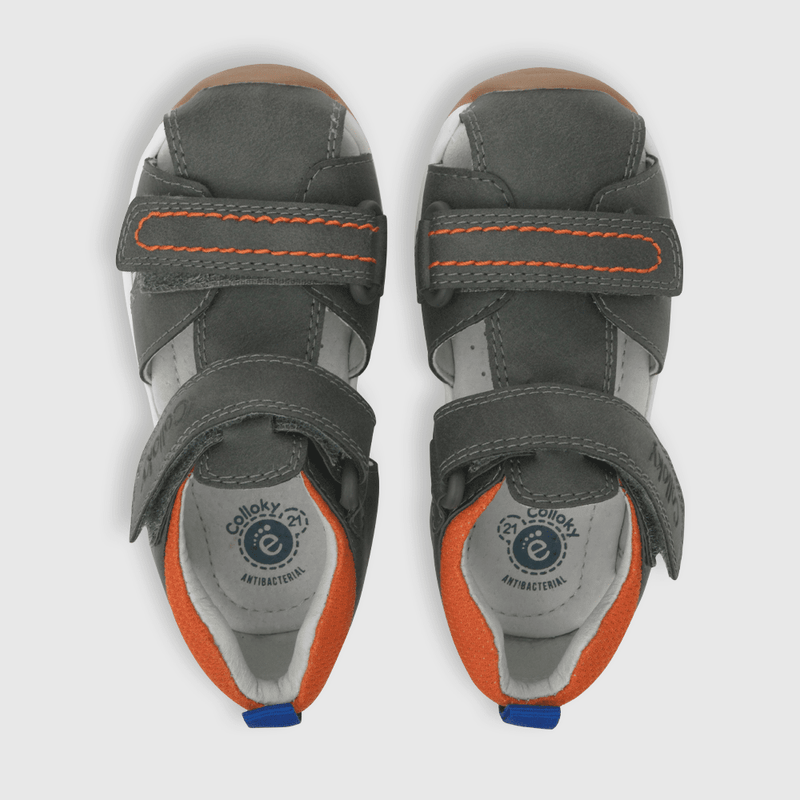 Sandalia de bebé niño doble ajuste gray / gris (18 a 21)