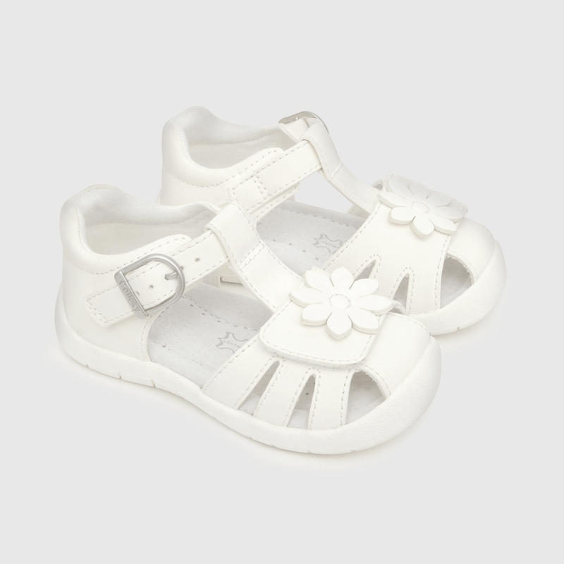 Sandalia de niña doble ajuste blanco / white (21 a 27)