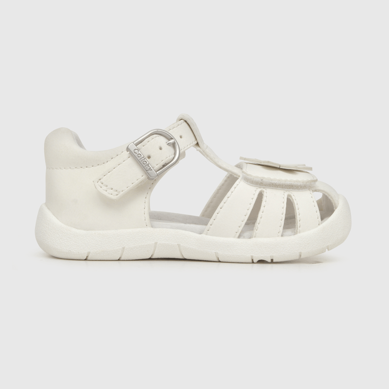Sandalia de niña doble ajuste blanco / white (21 a 27)