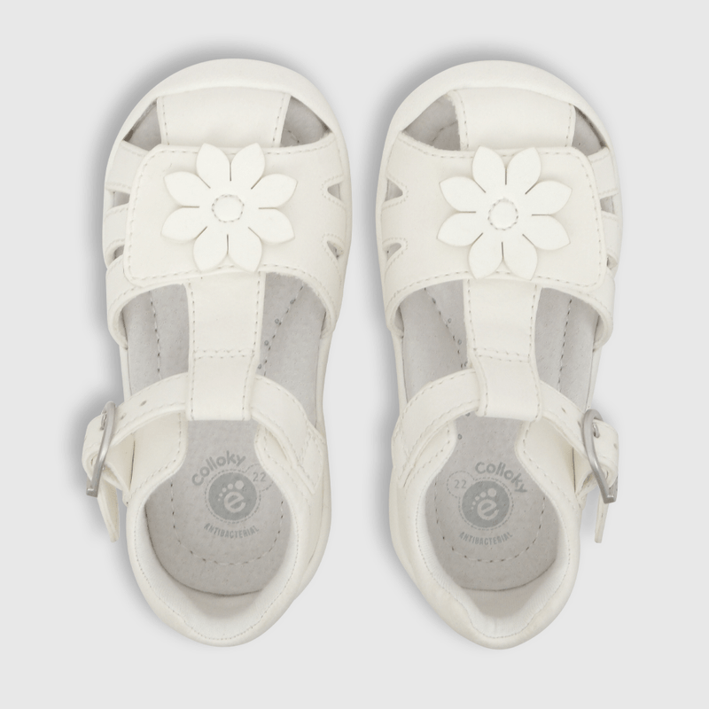 Sandalia de niña doble ajuste blanco / white (21 a 27)