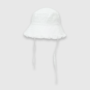 Sombrero de bebé niña de brodery blanco / white (0 a 9 meses)