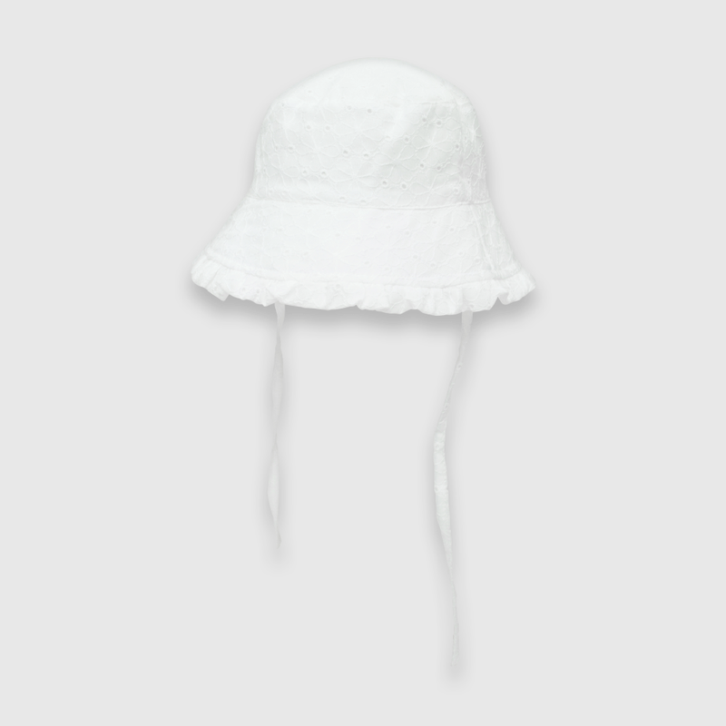 Sombrero de bebé niña de brodery blanco / white (0 a 9 meses)