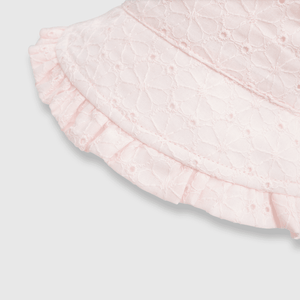 Sombrero de bebé niña de brodery pink / rosado (0 a 9 meses)