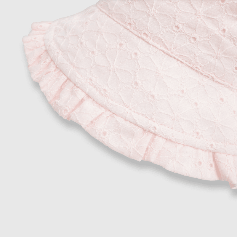 Sombrero de bebé niña de brodery pink / rosado (0 a 9 meses)
