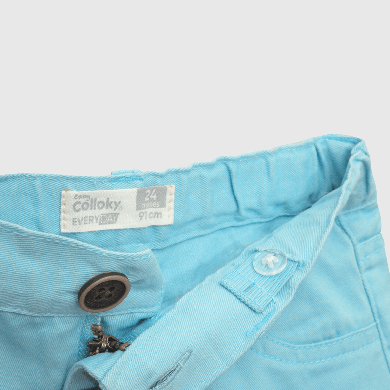 Bermuda de bebé niño gabardina celeste (3 a 36 meses)