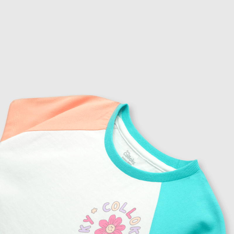 Polera de bebé niña bloques salmon (3 a 36 meses)