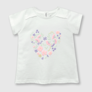Polera de bebé niña corazon off white (3 a 36 meses)