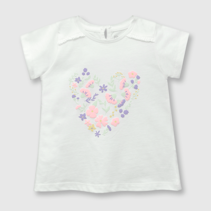Polera de bebé niña corazon off white (3 a 36 meses)