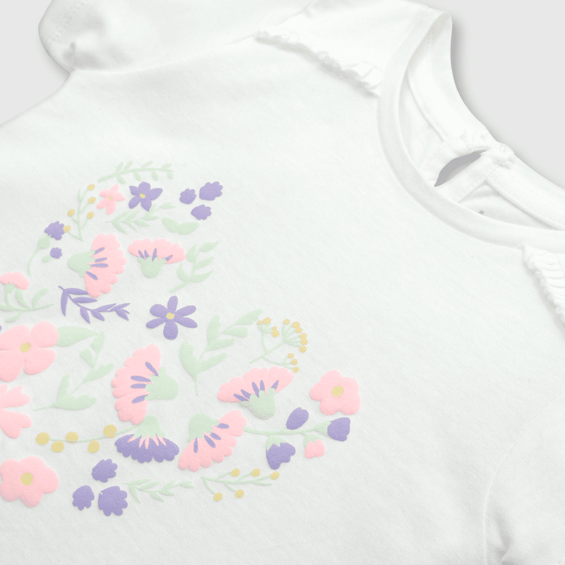Polera de bebé niña corazon off white (3 a 36 meses)