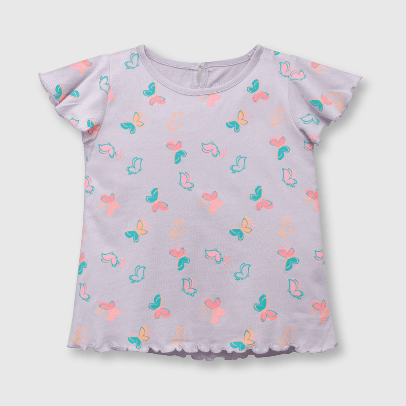 Polera de bebé niña mariposas lila (3 a 36 meses)