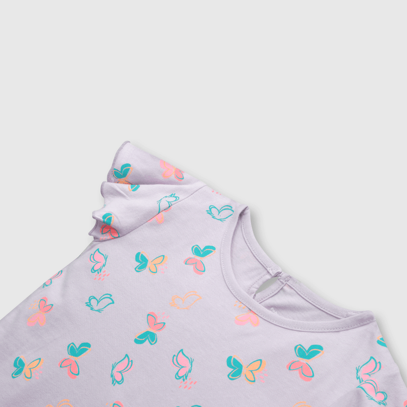 Polera de bebé niña mariposas lila (3 a 36 meses)