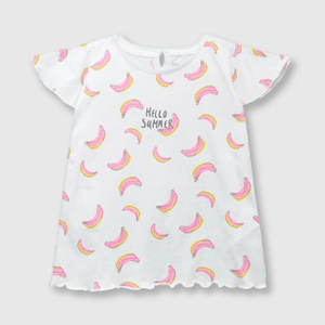 Polera de bebé niña platanos blanco / white (3 a 36 meses)