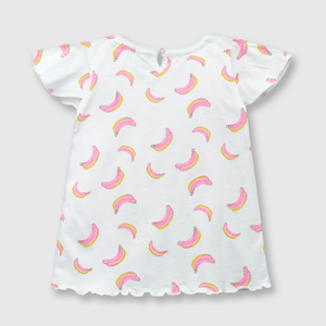 Polera de bebé niña platanos blanco / white (3 a 36 meses)