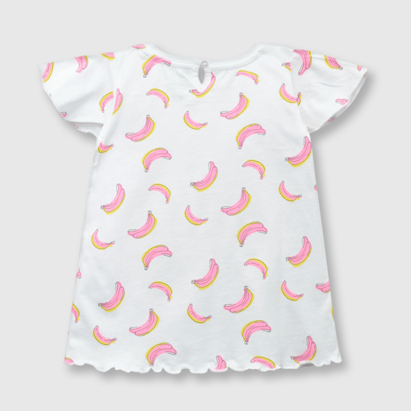 Polera de bebé niña platanos blanco / white (3 a 36 meses)