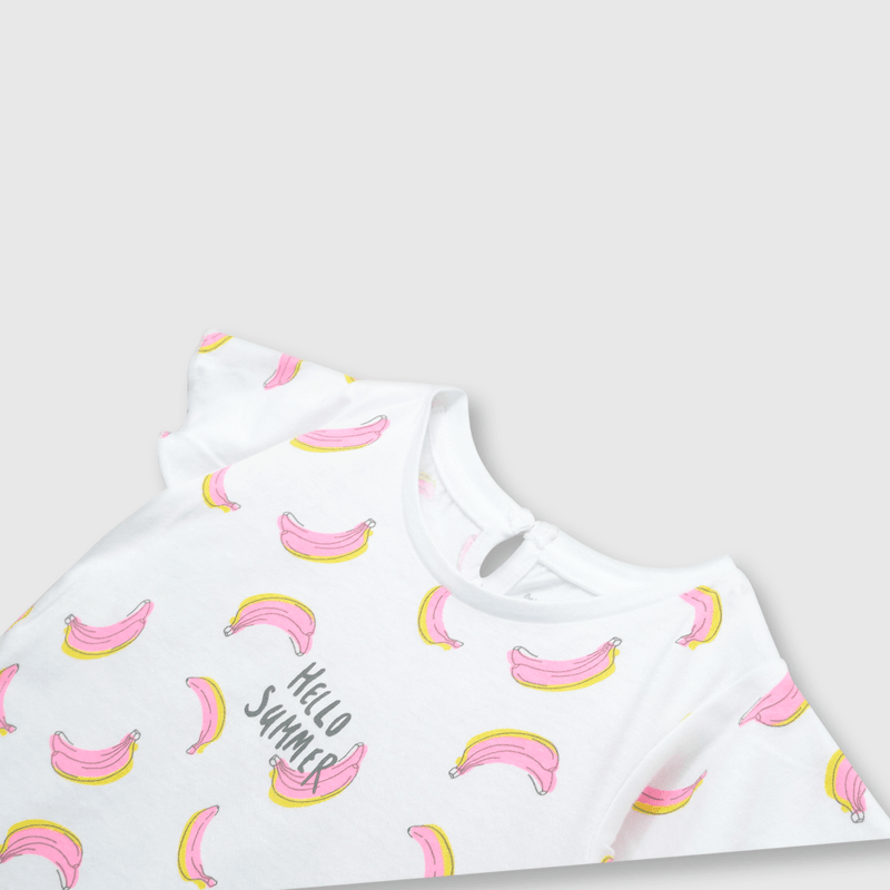 Polera de bebé niña platanos blanco / white (3 a 36 meses)