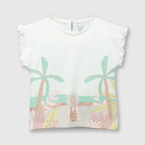 Polera de bebé niña tropical off white (3 a 36 meses)