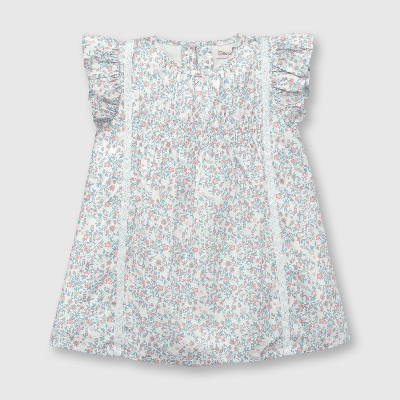 Vestido de bebe niña flores blanco / white (3 a 36 meses)