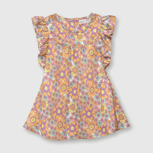 Vestido de bebe niña flores damasco (3 a 36 meses)