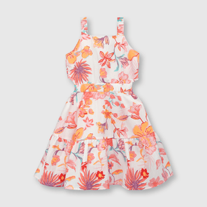 Vestido de niña flores crema (2 a 12 años)