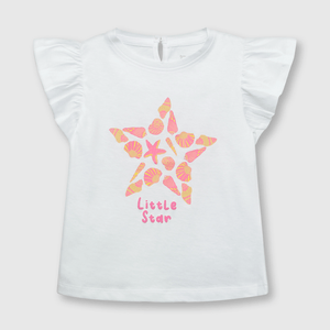Polera de bebe niña estrella blanco / white (3 a 36 meses)