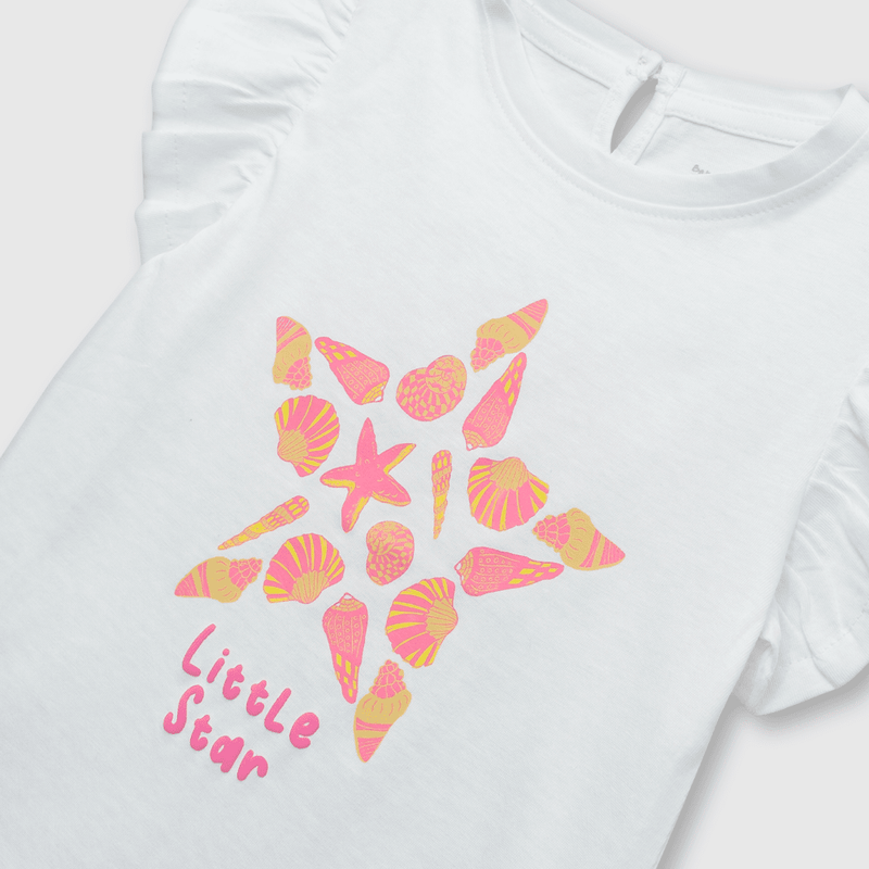 Polera de bebe niña estrella blanco / white (3 a 36 meses)
