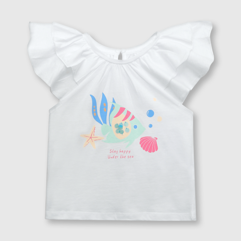 Polera de bebé niña pez blanco / white (3 a 36 meses)
