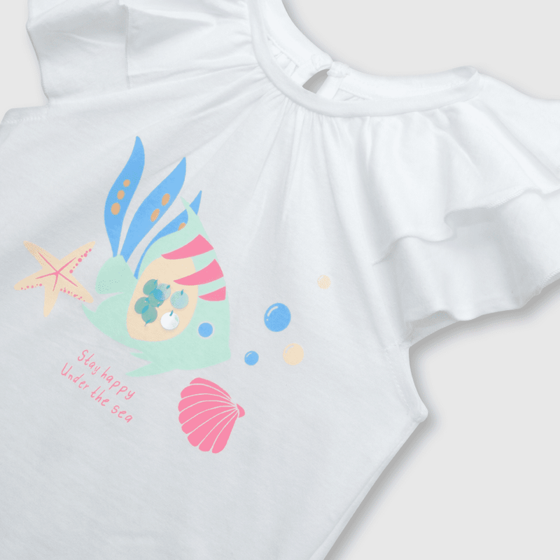 Polera de bebé niña pez blanco / white (3 a 36 meses)