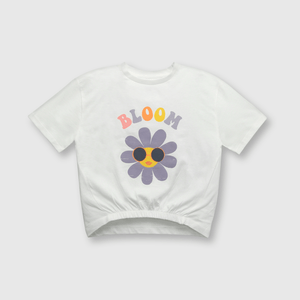 Polera de niña flor off white (2 a 12 años)