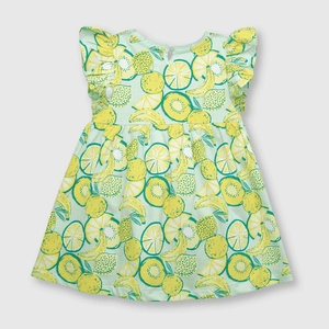 Vestido de bebé niña de algodón aqua (3 a 36 meses)