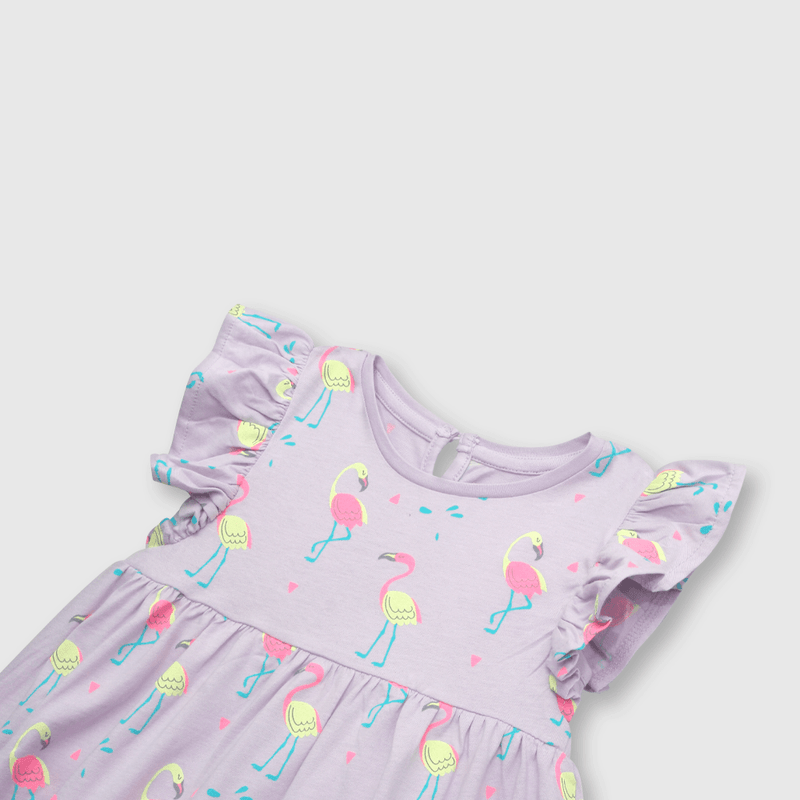 Vestido de bebé niña de algodón lila (3 a 36 meses)