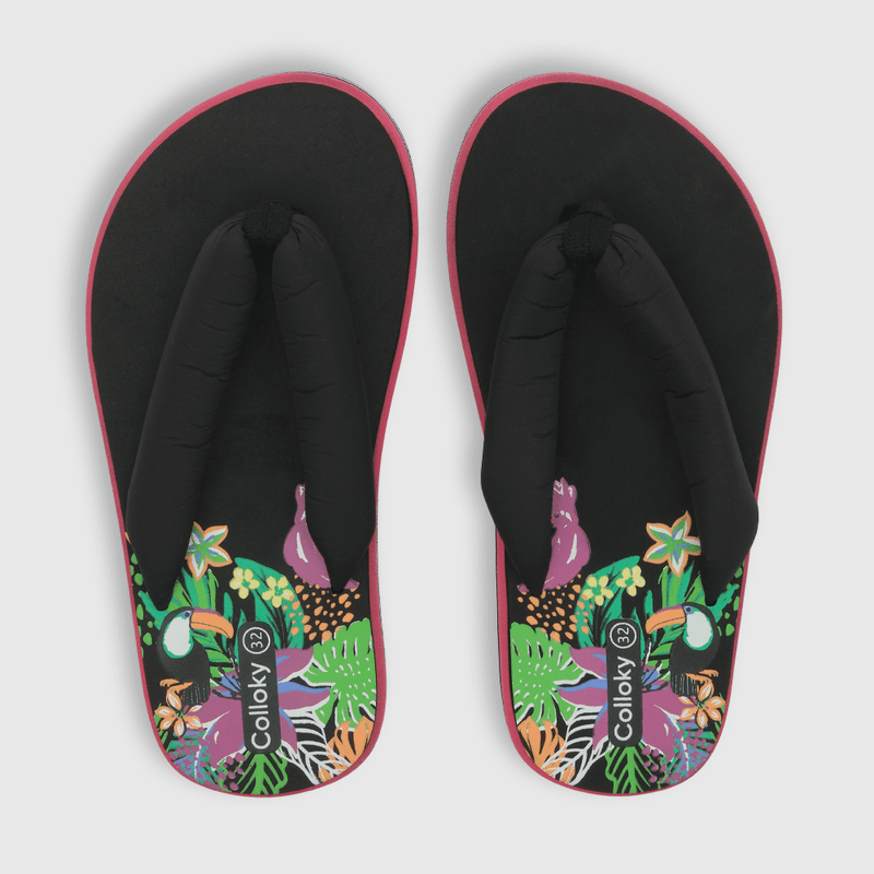 Hawaiana de niña playa acolchada negro / black (28 a 38)