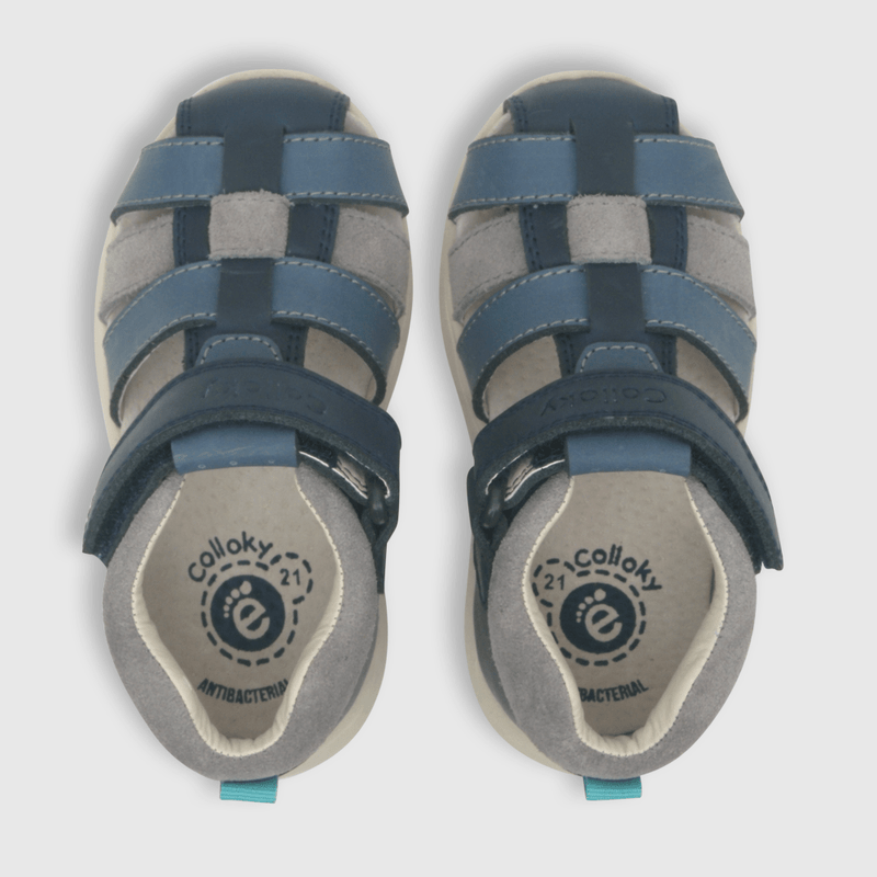 Sandalia de bebé niño cuero azul / blue (18 a 21)