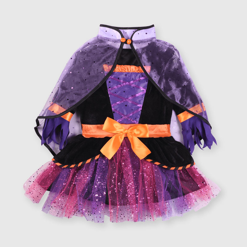 Disfraz de niña bruja morado (3 a 12 años)