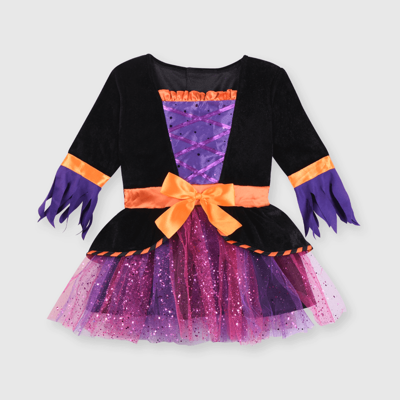 Disfraz de niña bruja morado (3 a 12 años)