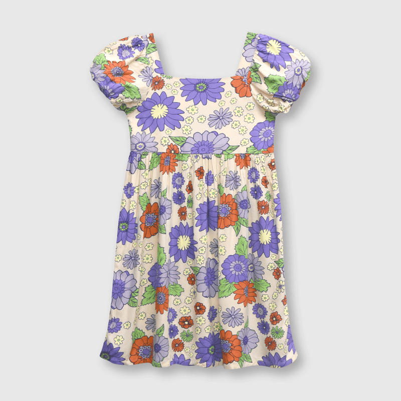 Vestido de niña flores damasco (2 a 12 años)