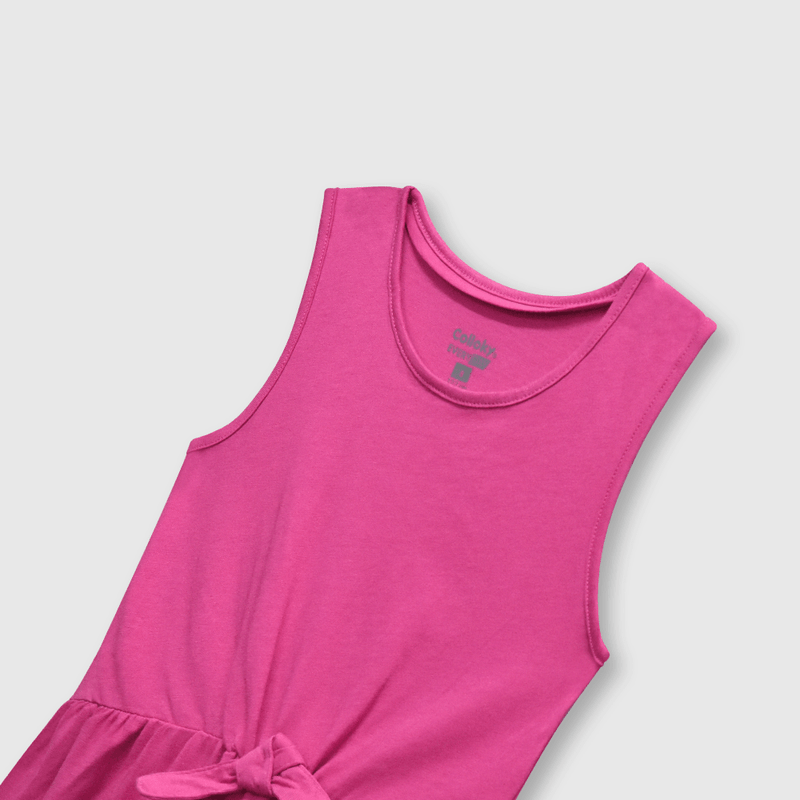 Vestido de niña liso rosado (2 a 12 años)