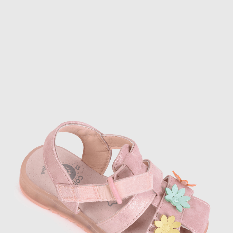Sandalia de niña luces flores light pink (21 a 27)