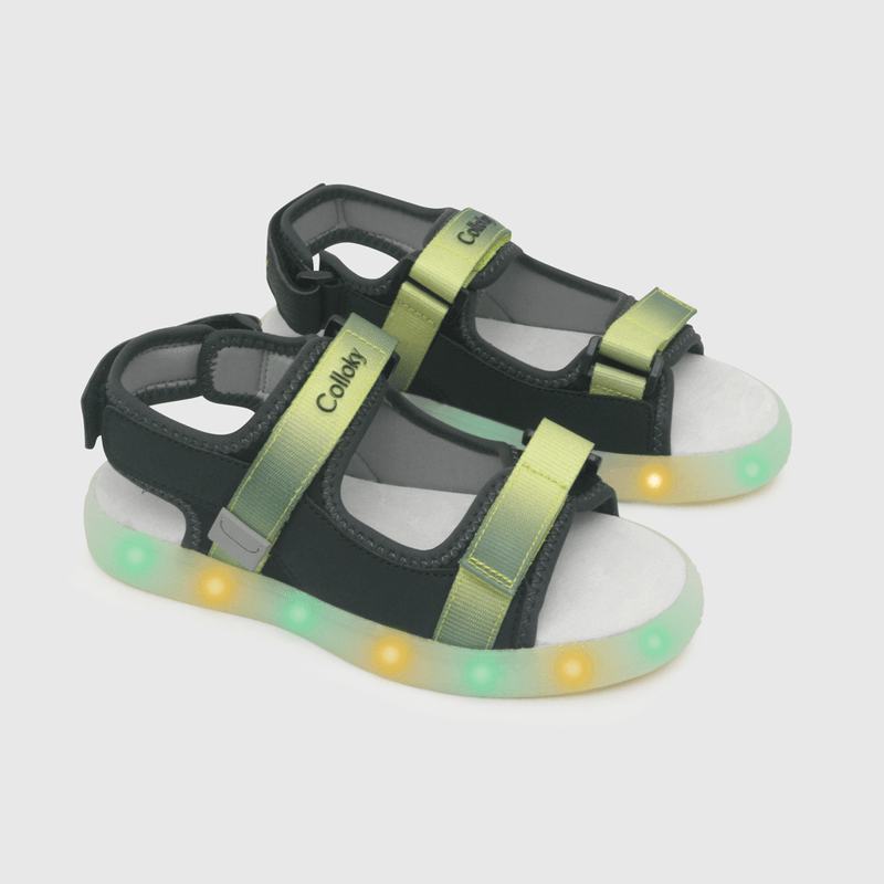 Sandalia de niño luces doble ajuste negro / black (28 a 38)