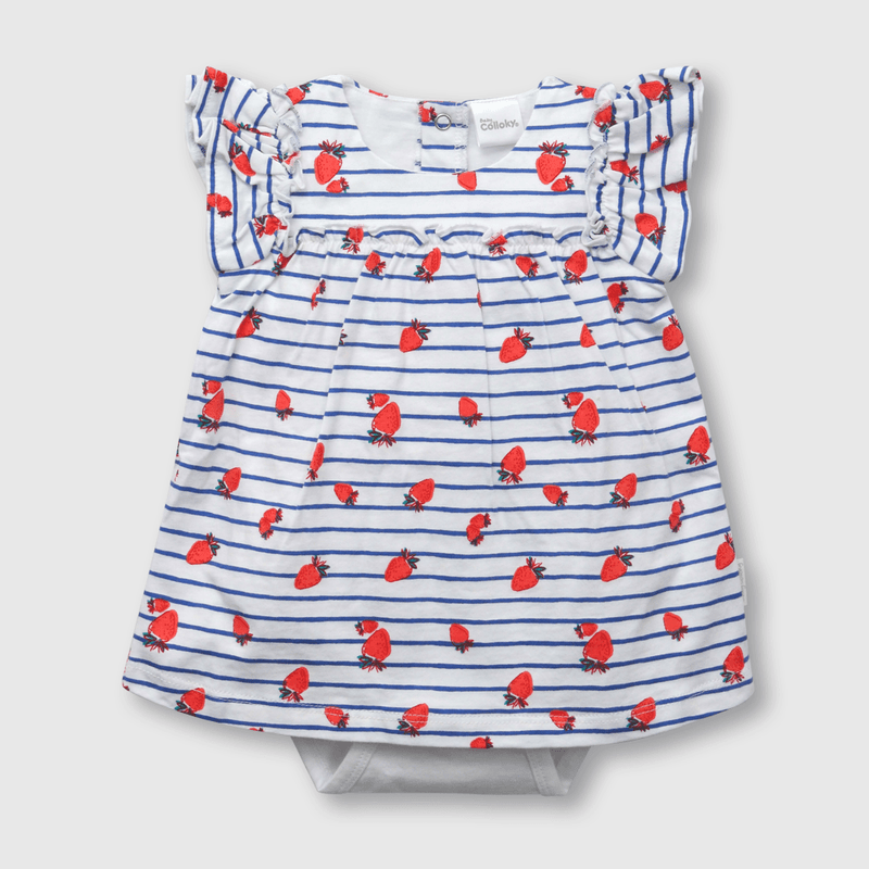 Vestido de bebé niña frutillas blanco (0 a 6 meses)