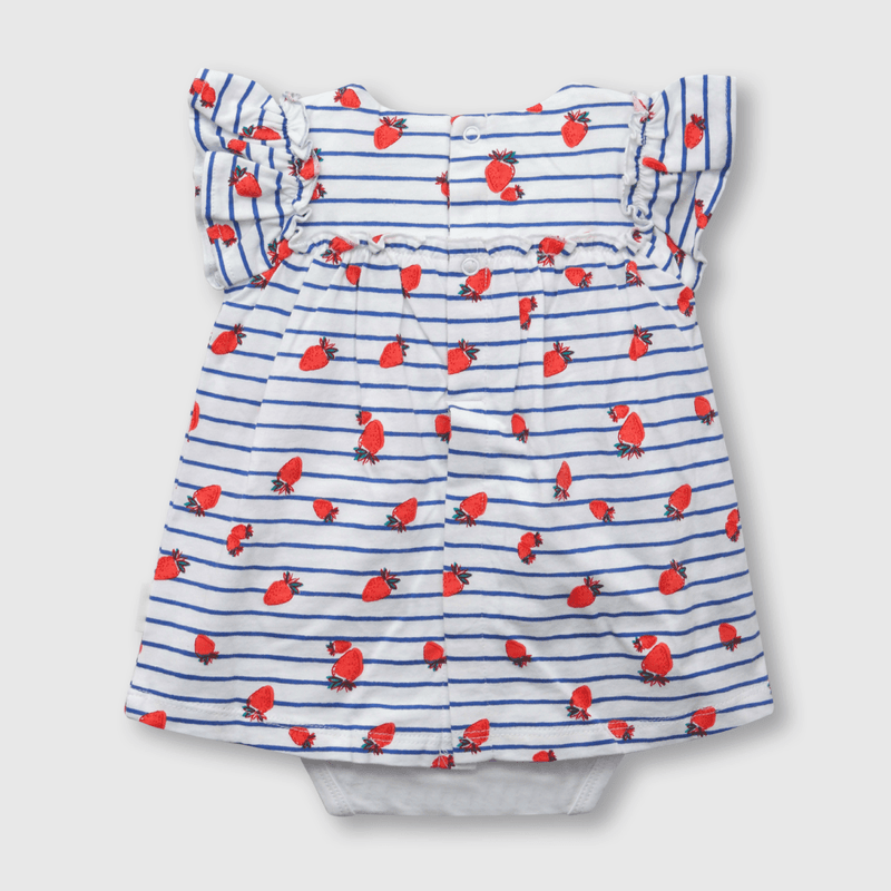 Vestido de bebé niña frutillas blanco (0 a 6 meses)